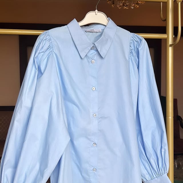 Basic linen blue chemise ~free size (fits up to si...