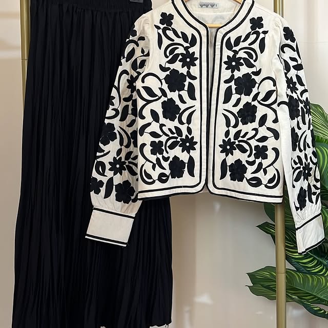 Embroidery jacket available in s,m,l for 39$ Skirt...