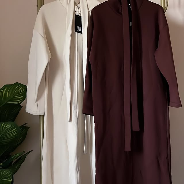 Fleeced dress available in 2 colors (dark maroon &...