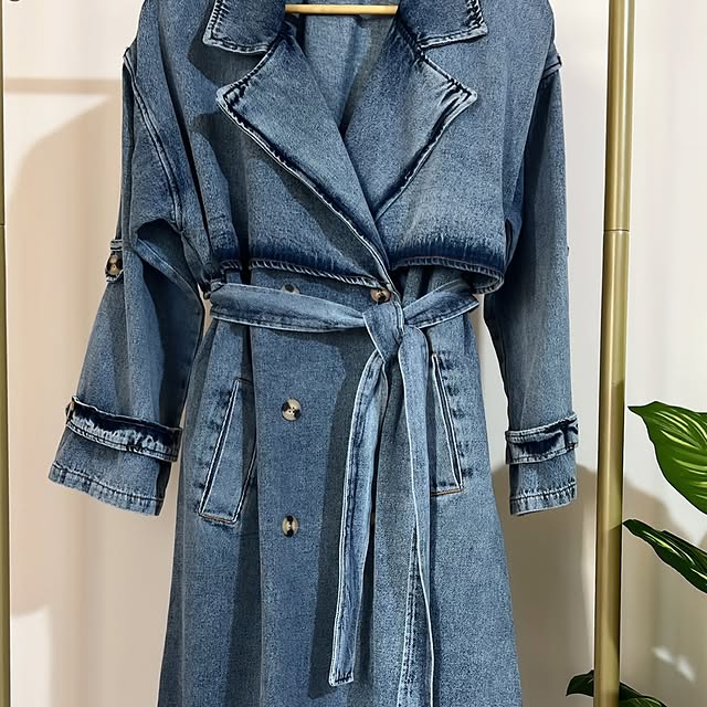 Free size (oversized) denim trench coat Price 45$h...