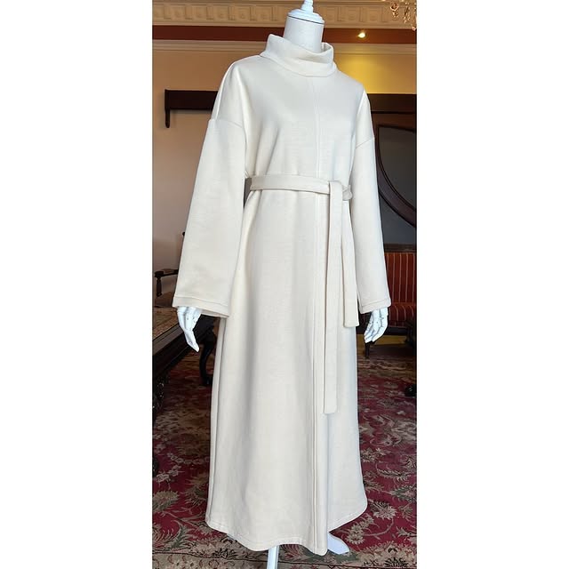 High quality Off white cotton abaya dress ~ fleece...