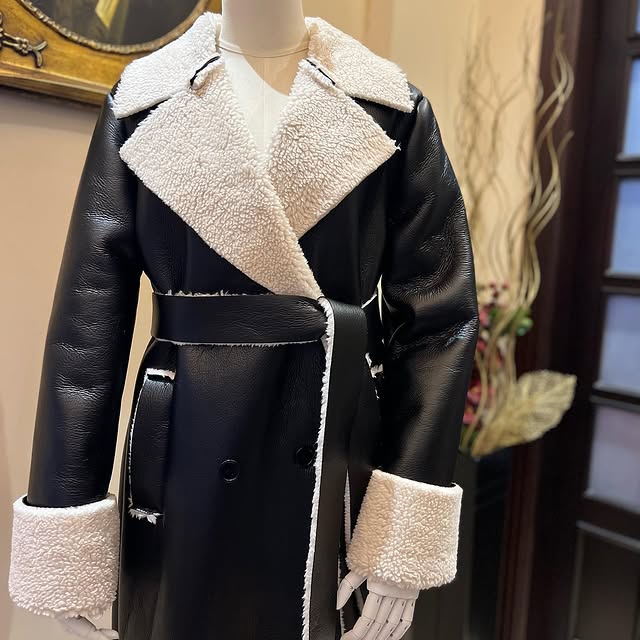 Leather black coat very light weight ️ for cold wi...