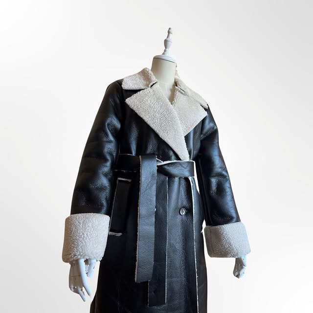 Leather black coat very light weight ️ for cold wi...