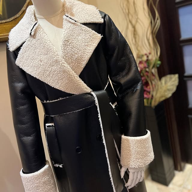 Leather black coat very light weight ️ for cold wi...