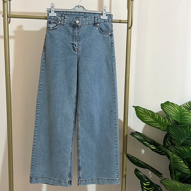 Wide leg denim pants available in sizes 38 to 46Le...